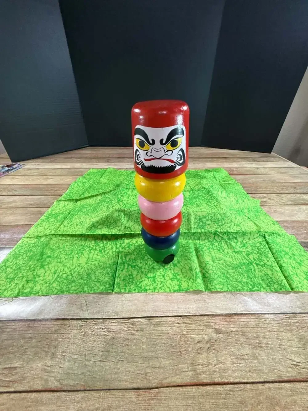 Traditional Japanese Daruma Otoshi Wooden Stacking Block Tower Game Toy with Ham
